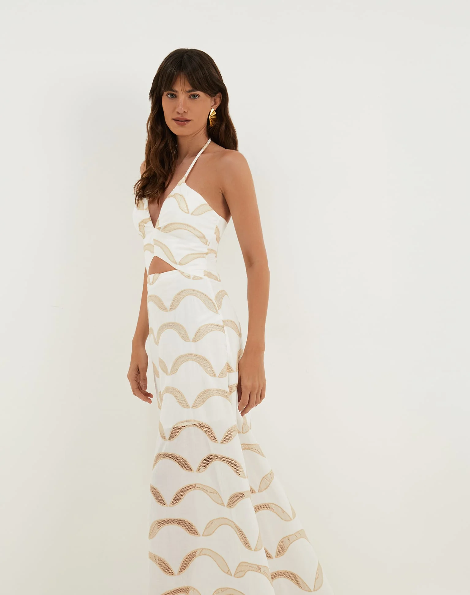 Eyelet Aila Long Dress - Off White - Image 3