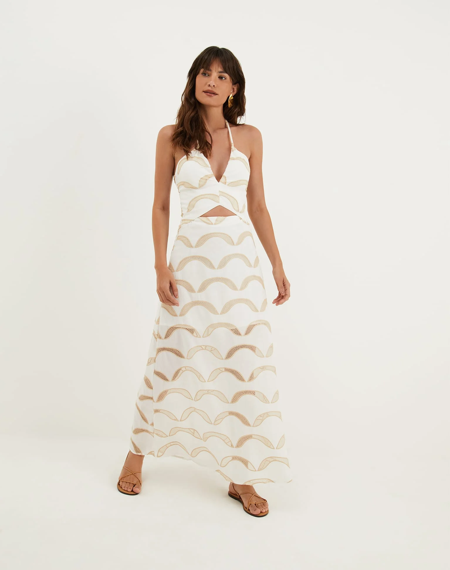 Eyelet Aila Long Dress - Off White - Image 6