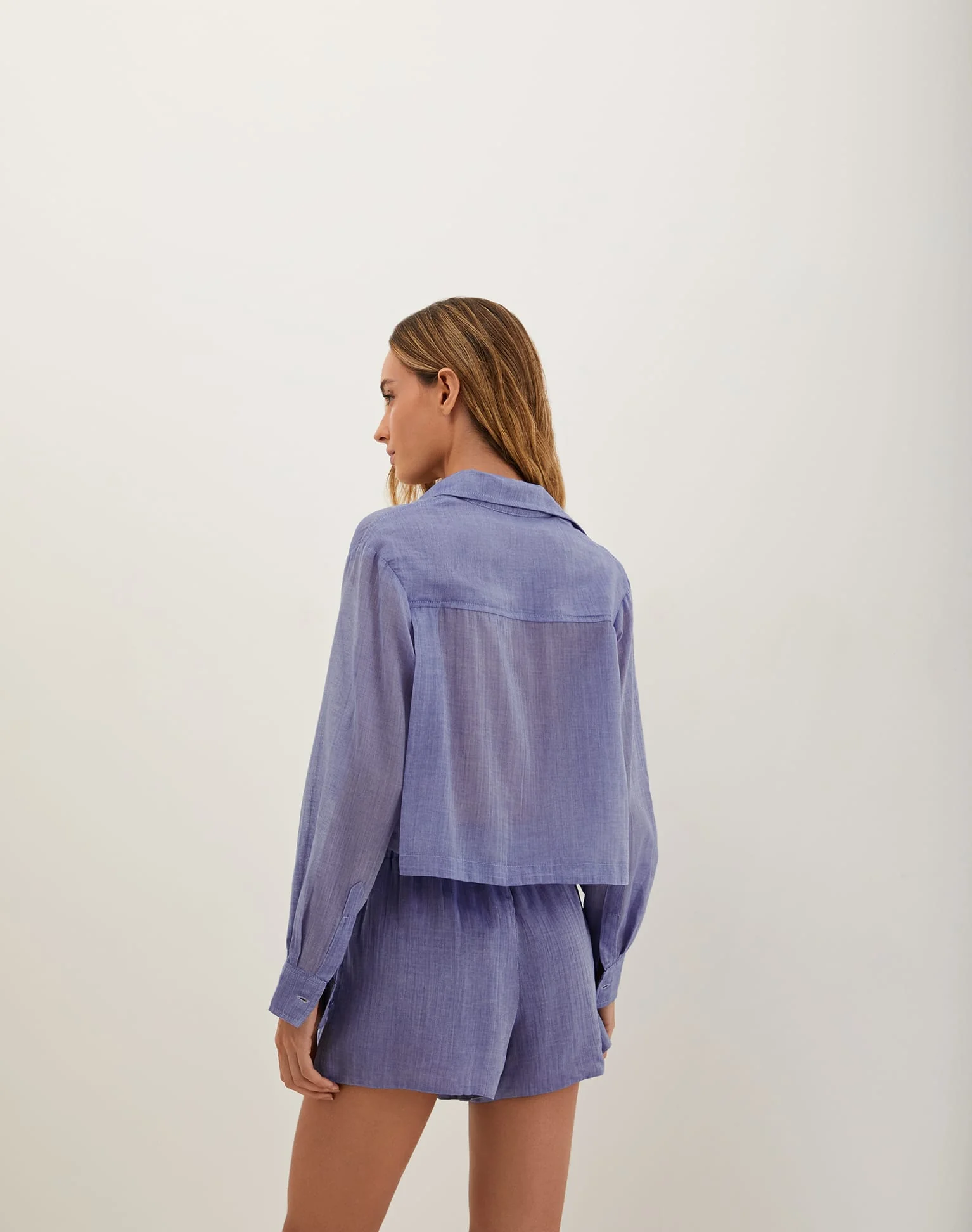 Cassia Cropped Blouse - Sapphire - Image 4