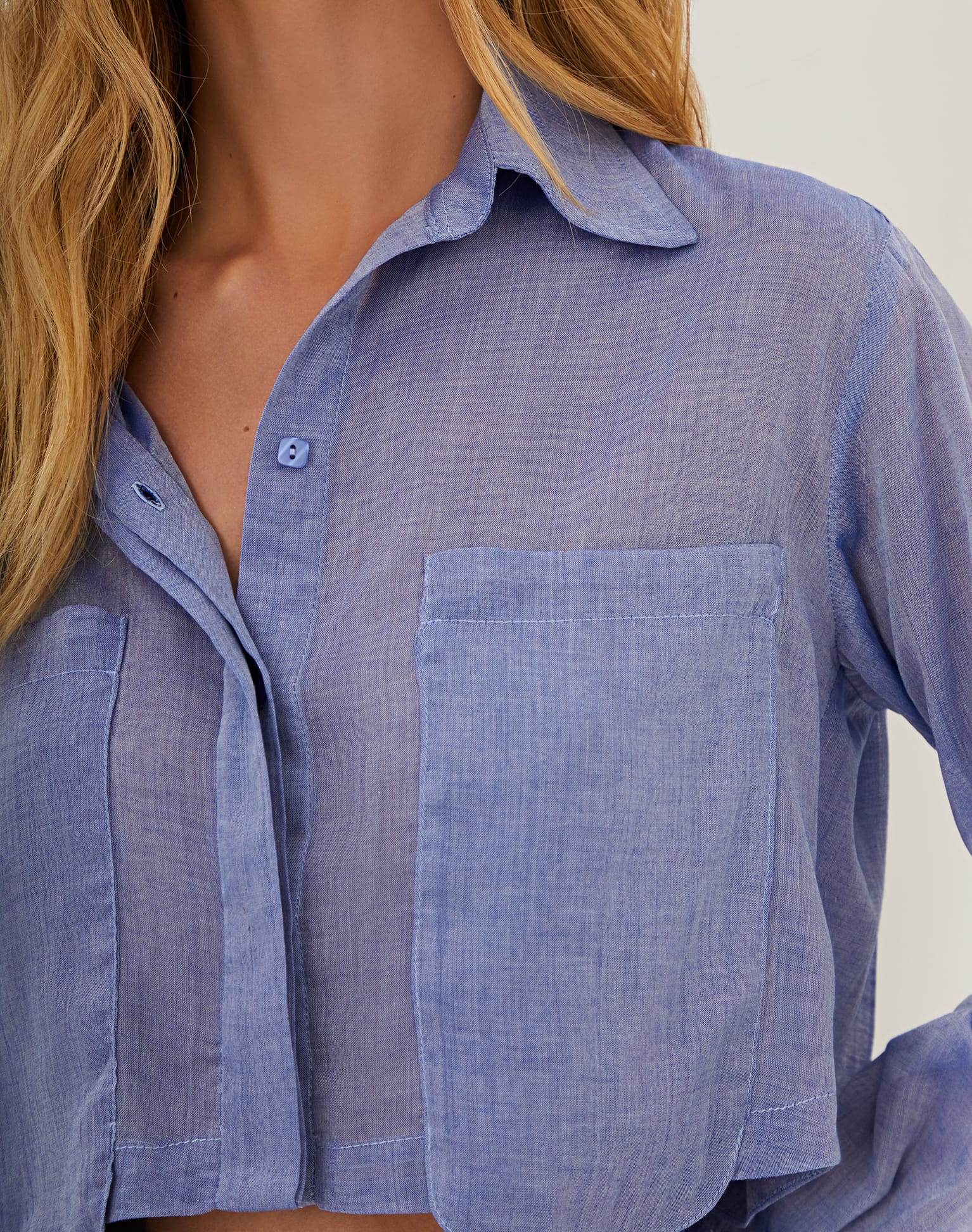 Cassia Cropped Blouse - Sapphire - Image 5