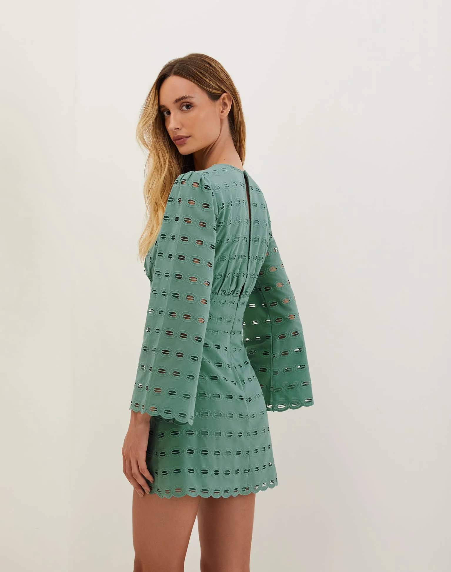 Eyelet Raya Short Dress (Exchange Only) - Seaglass - Image 3