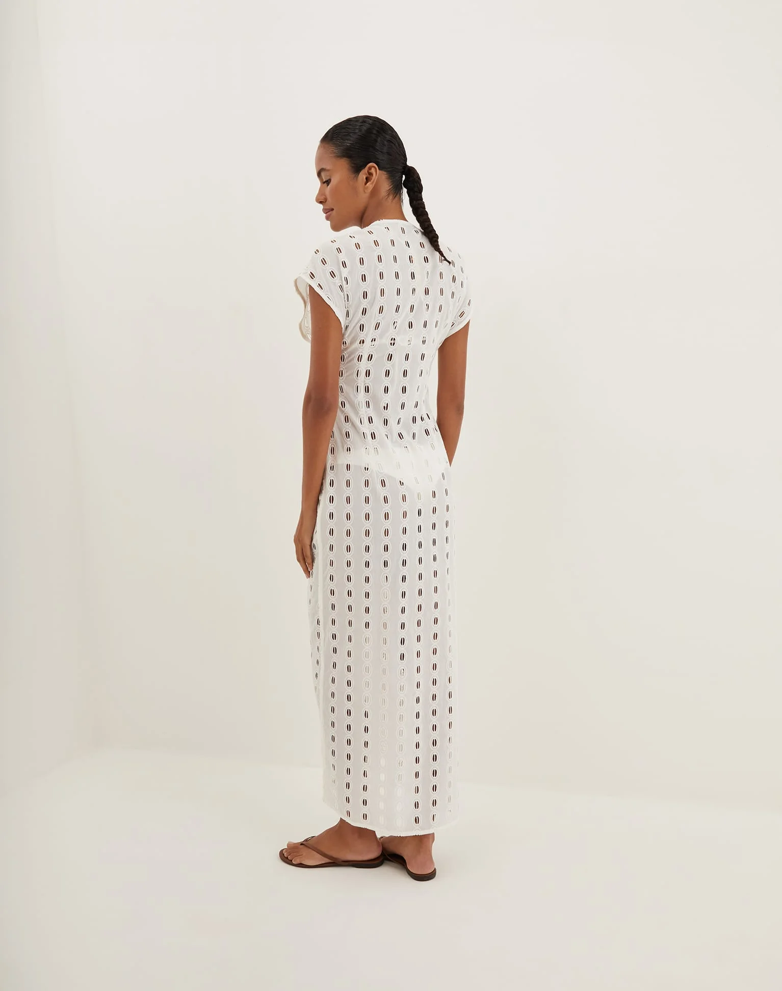 Eyelet Sasha Long Cover Up - Off White - Image 2