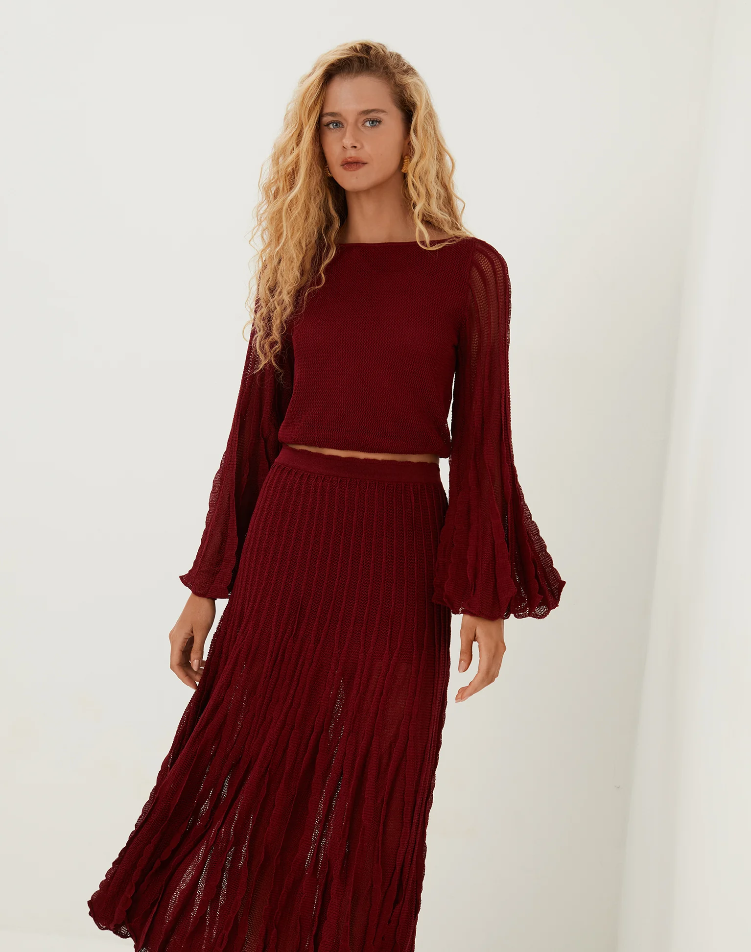 Knit Celina Bell Sleeve Top - Ponche - Image 8