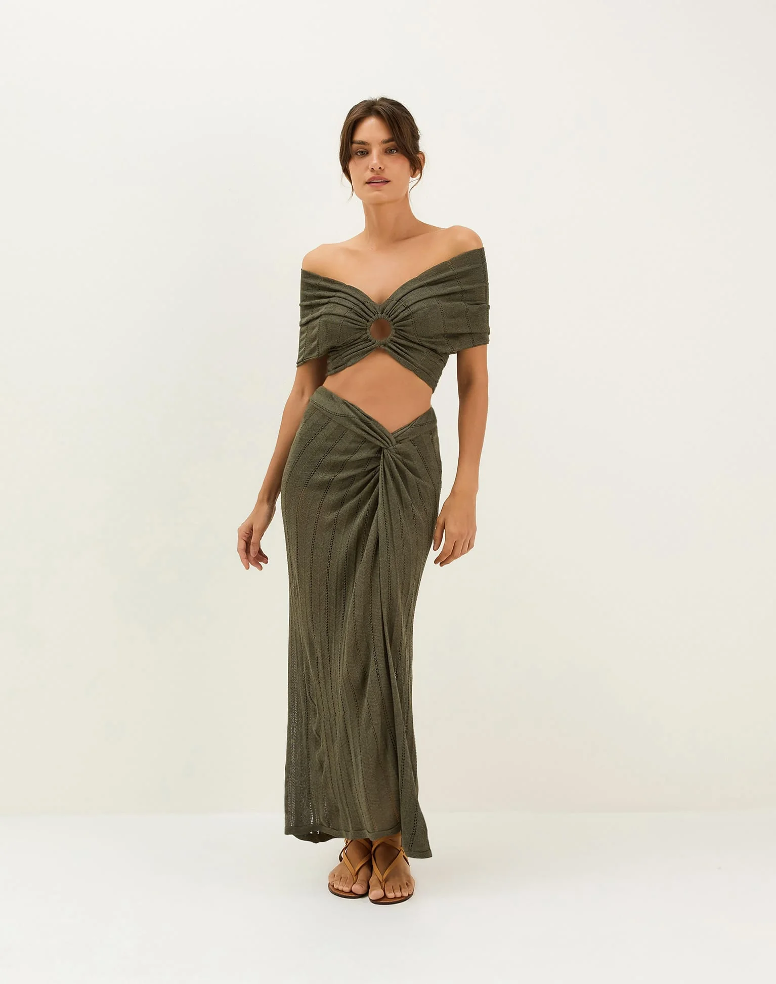 Knit Solaro Bardot Top - Evergreen - Image 7
