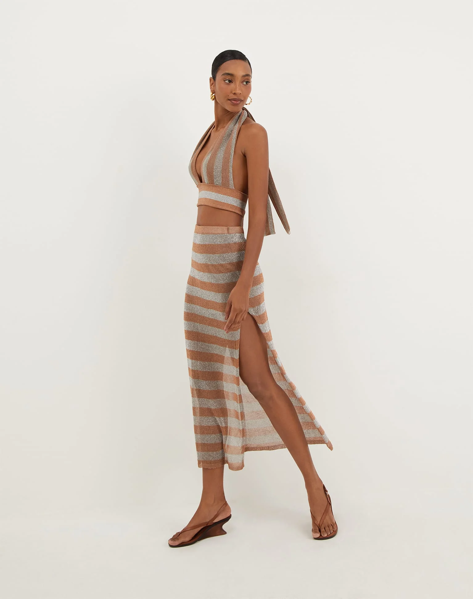 Knit Luna Long Skirt - Striped Éclair - Image 8