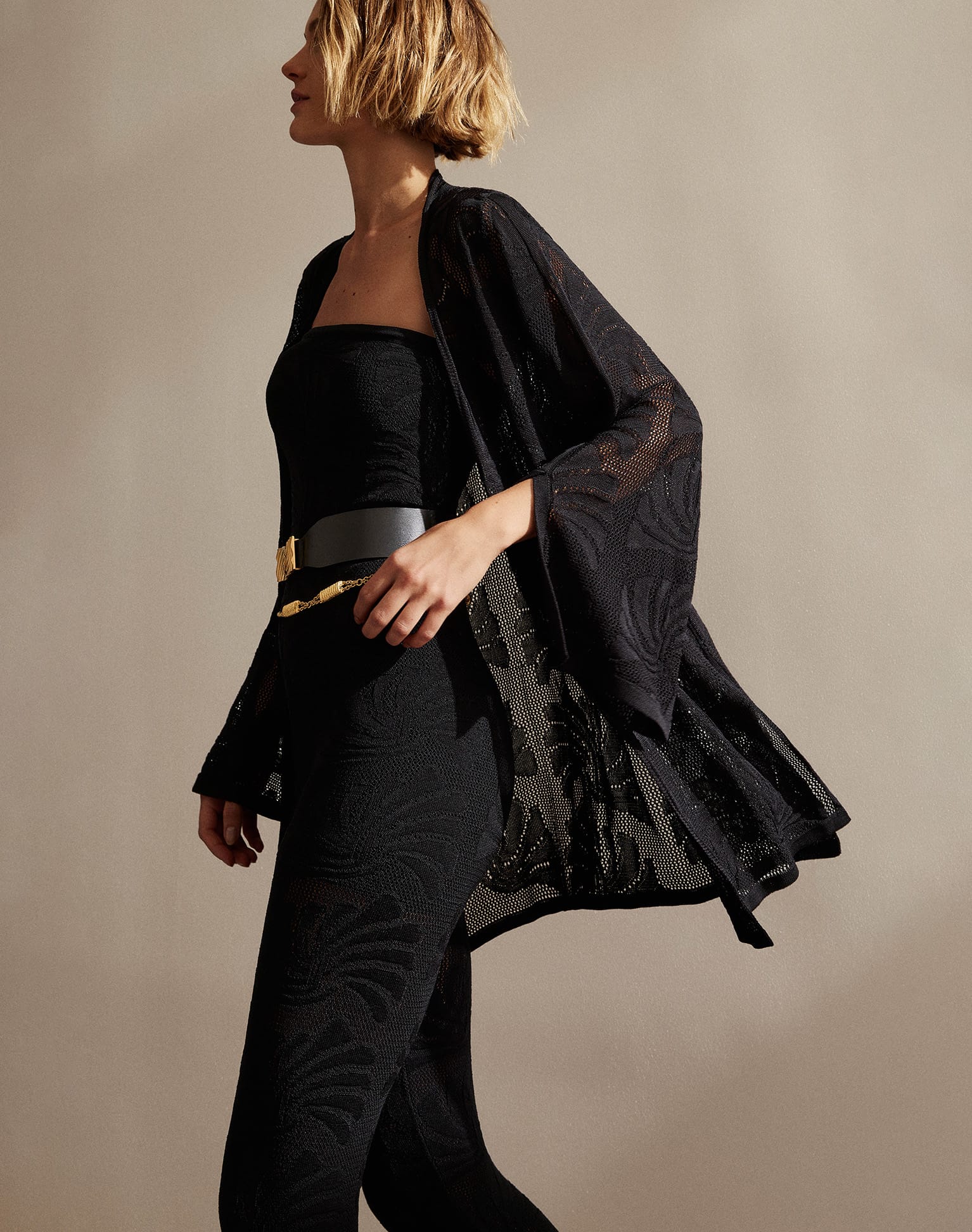 Knit Marina Open Cardigan - Black - Image 3