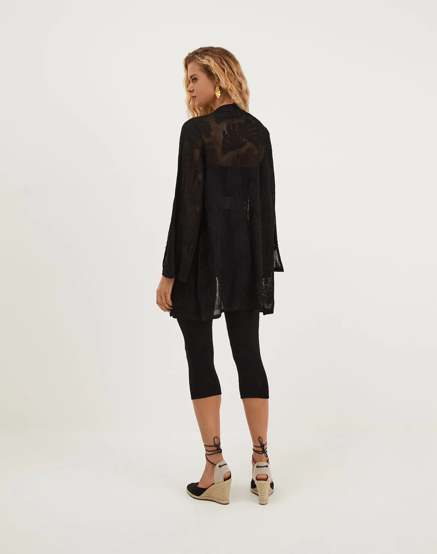 Knit Marina Open Cardigan - Black - Image 4