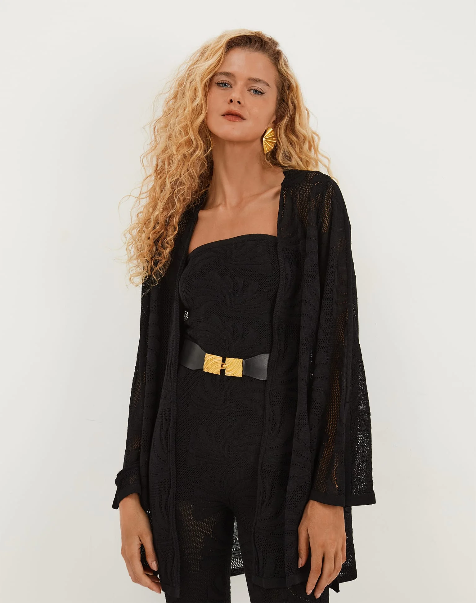 Knit Marina Open Cardigan - Black - Image 5