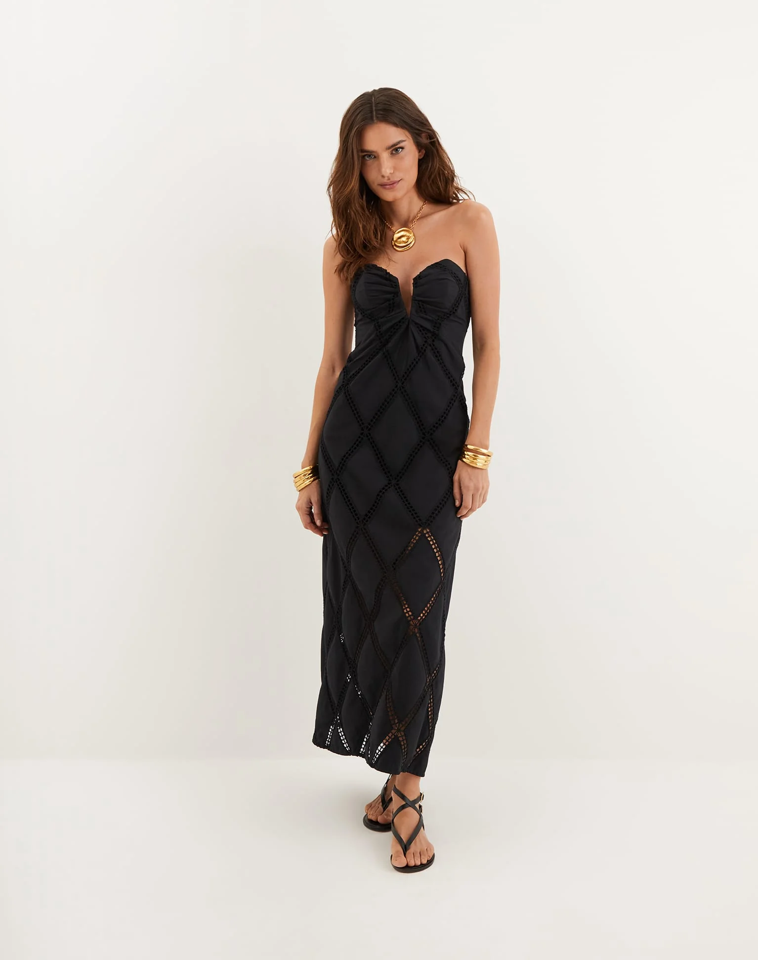 Eyelet Zhen Long Dress - Black - Image 6
